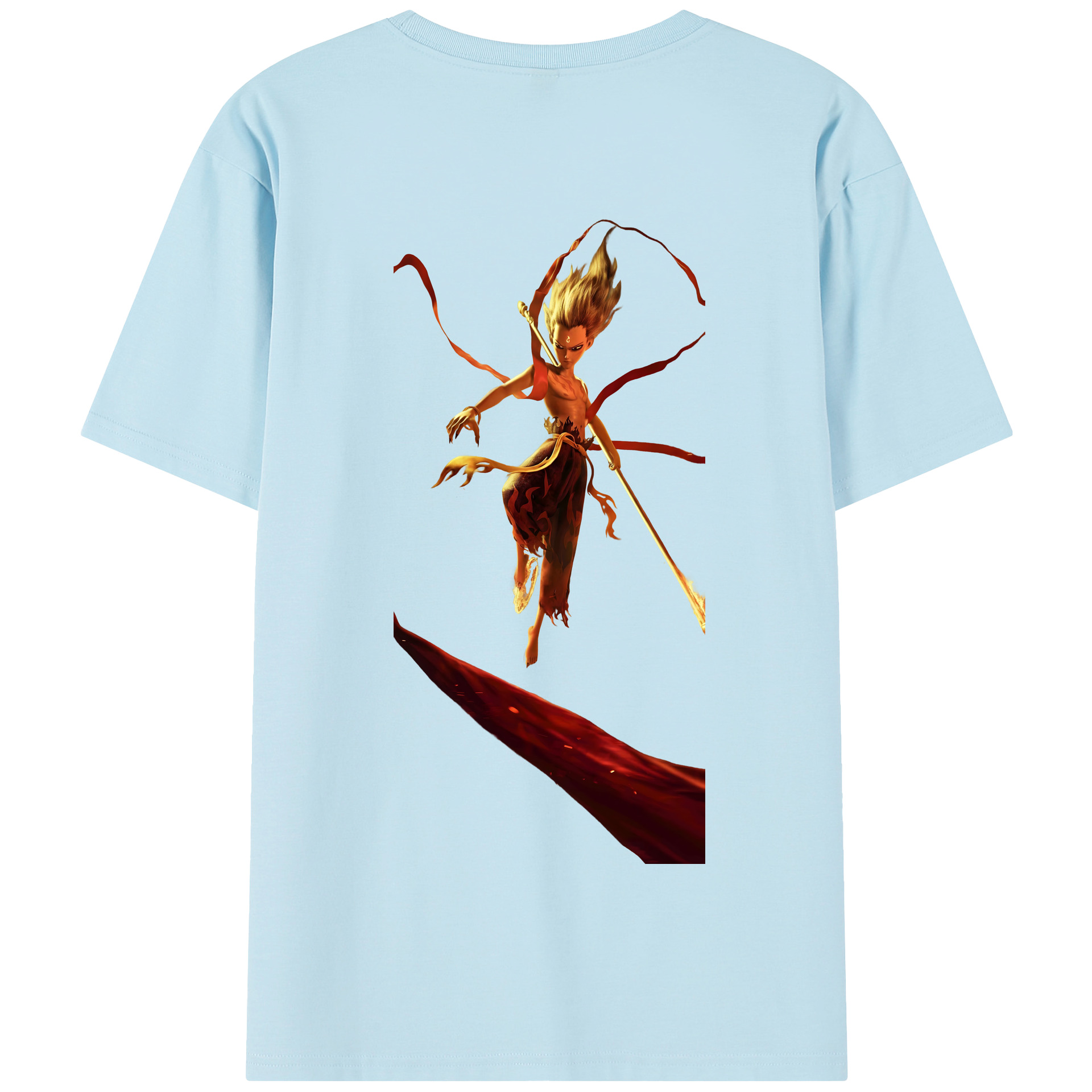 （画像用） Ne Zha 2 ナタ 魔童の大暴れ 綿100％半袖Tシャツ（背面プリント）
